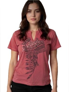 Affliction American Customs Phantom Tribe T-Shirt Women’s Red Pink Size Small